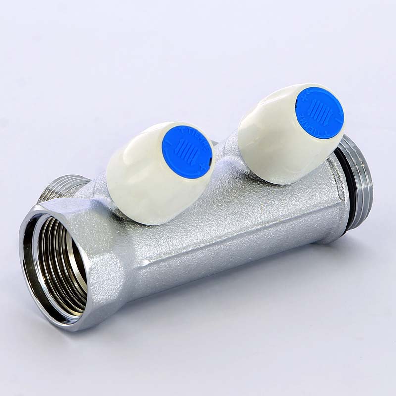 Коллектор НВ 1" с вентилями хромированный TIEMME 2 выхода 3/4"ЕК 50мм 1860024 - Вид №2