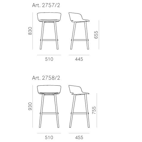 Высокий стул с тканевой подкладкой Pedrali Babila ARCH-00102811 - Вид №4