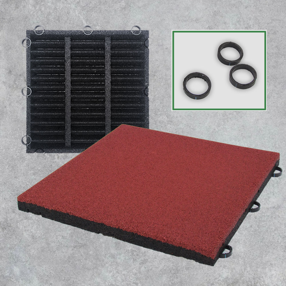 Плитка с с рельефным основанием с соединением "Кольцо". Резиновое покрытие ЭКОПРОФИТ ПРККр001