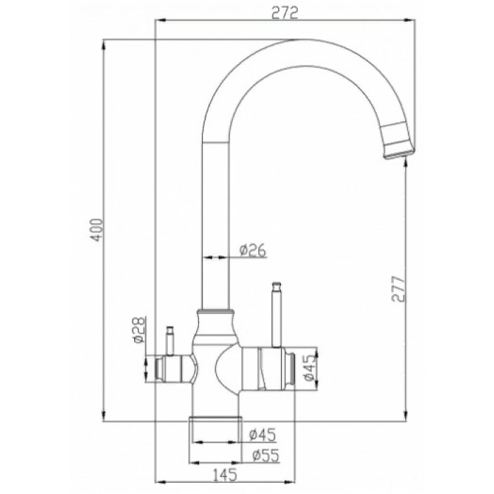 Steel Hammer SH 763 INOX BRONZE PVD Смеситель для кухни Zorg 400 x 272  - Вид №2