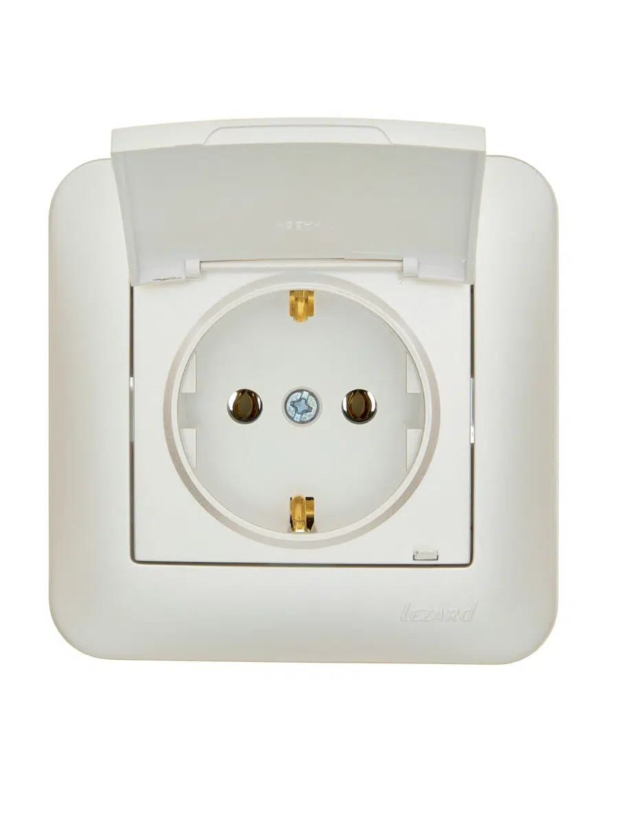 ASTI Розетка с/з с крышкой ПБТ жемчужно-белый перламутр LEZARD 7081-3030-123B - Вид №4