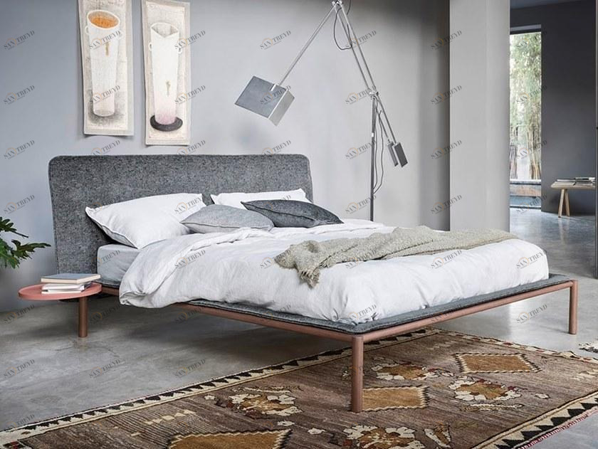 Novamobili Двуспальная кровать из ткани с мягким изголовьем sun-id-1391694