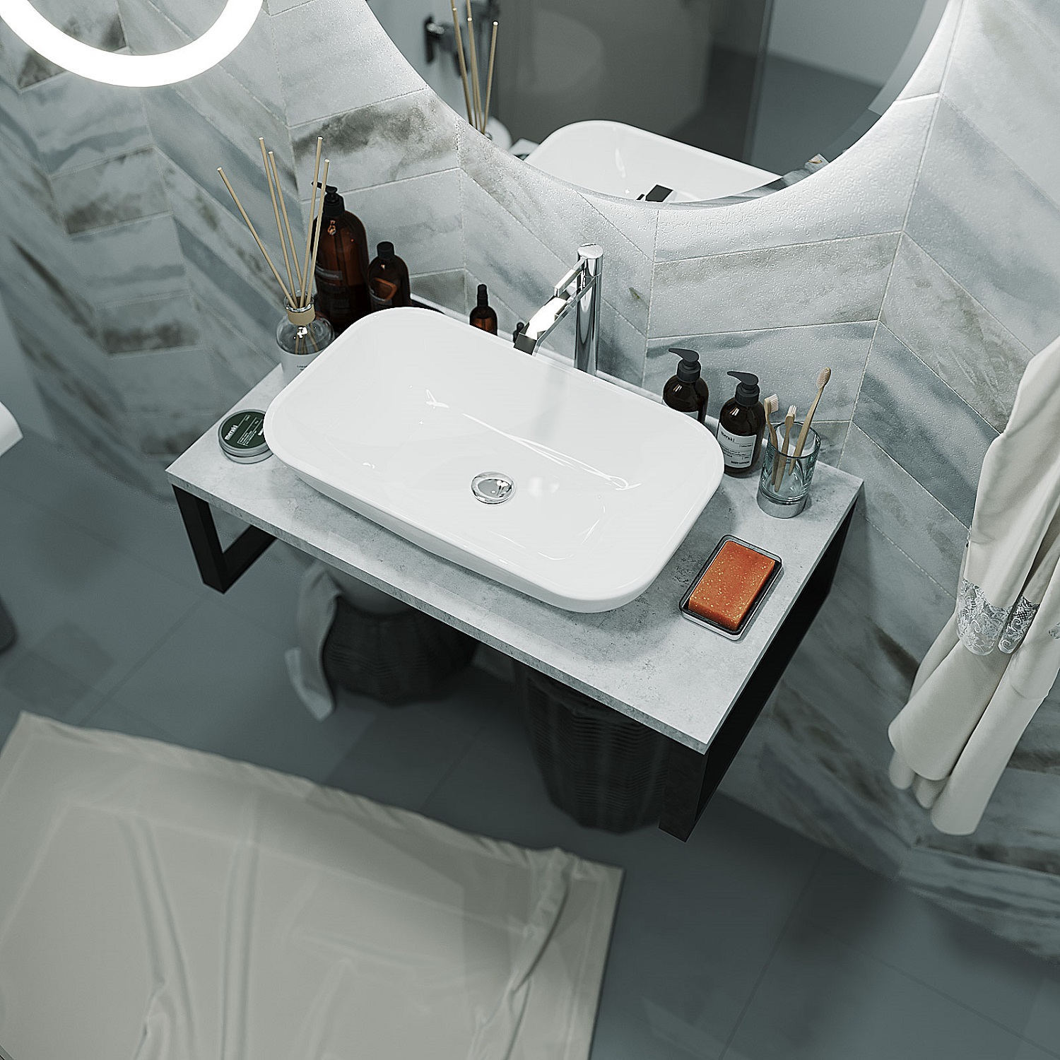 У85839 Столешница GRUNGE LOFT 80 Бетон светлый 1 Marka GRUNGE LOFT  - Вид №1