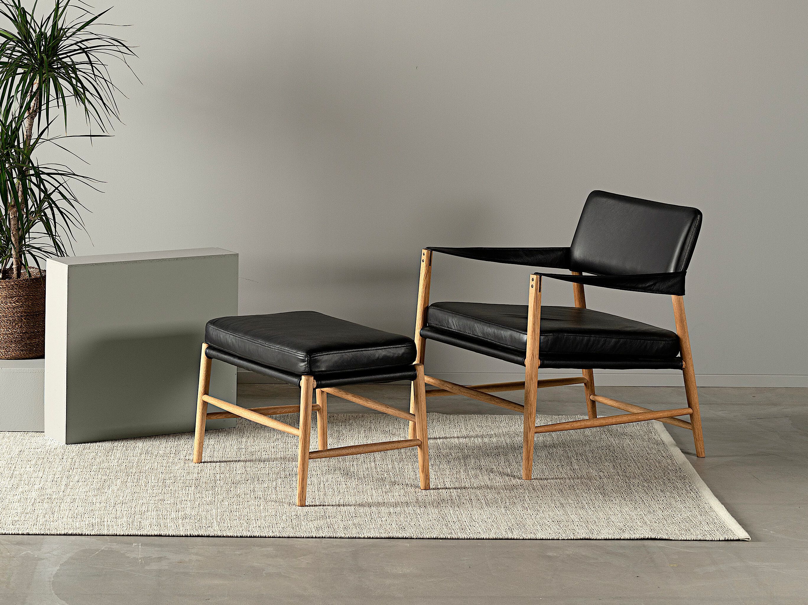 Дубовое и кожаное кресло с подлокотниками Hans K Bremen ARCH-00151344 - Вид №2