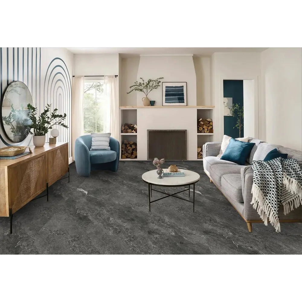 Глазурованный керамогранит Duna Shadestone Nero Polish 60x60 см 1.44 м² лаппатированный цвет черный STLM-2102325 - Вид №2
