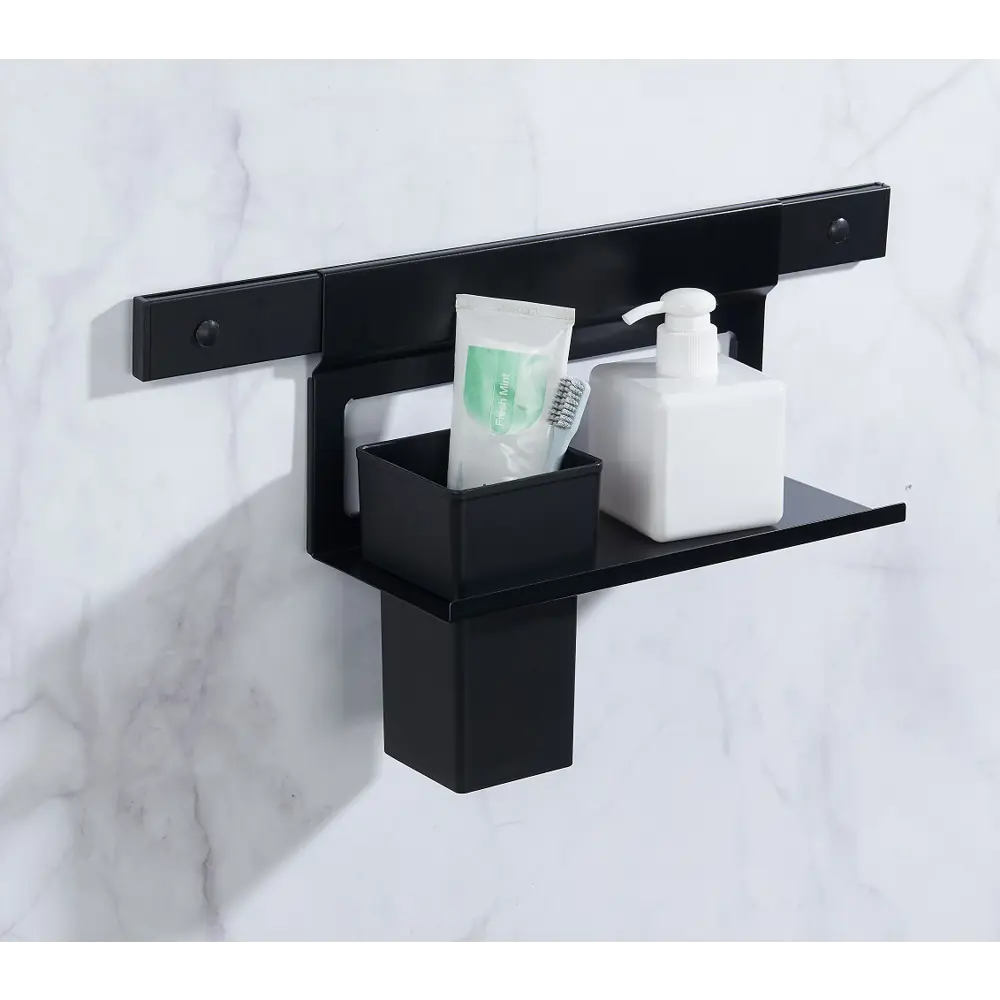 Стакан для зубных щеток Swensa Lund для рейлинга с полкой металл пластик цвет черный STLM-2063095 - Вид №2