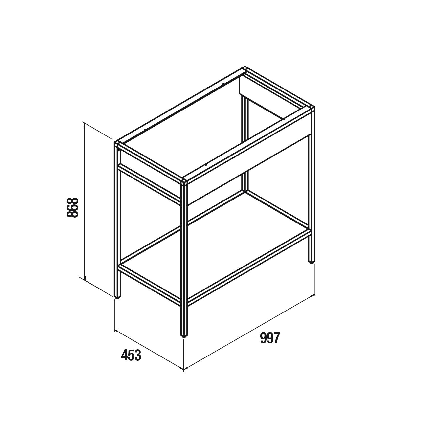 26724 SALGAR Мебель для умывальника VINCI 1000 ДУБ АФРИКАНСКИЙ 997 x 453 x 868 мм - Вид №2