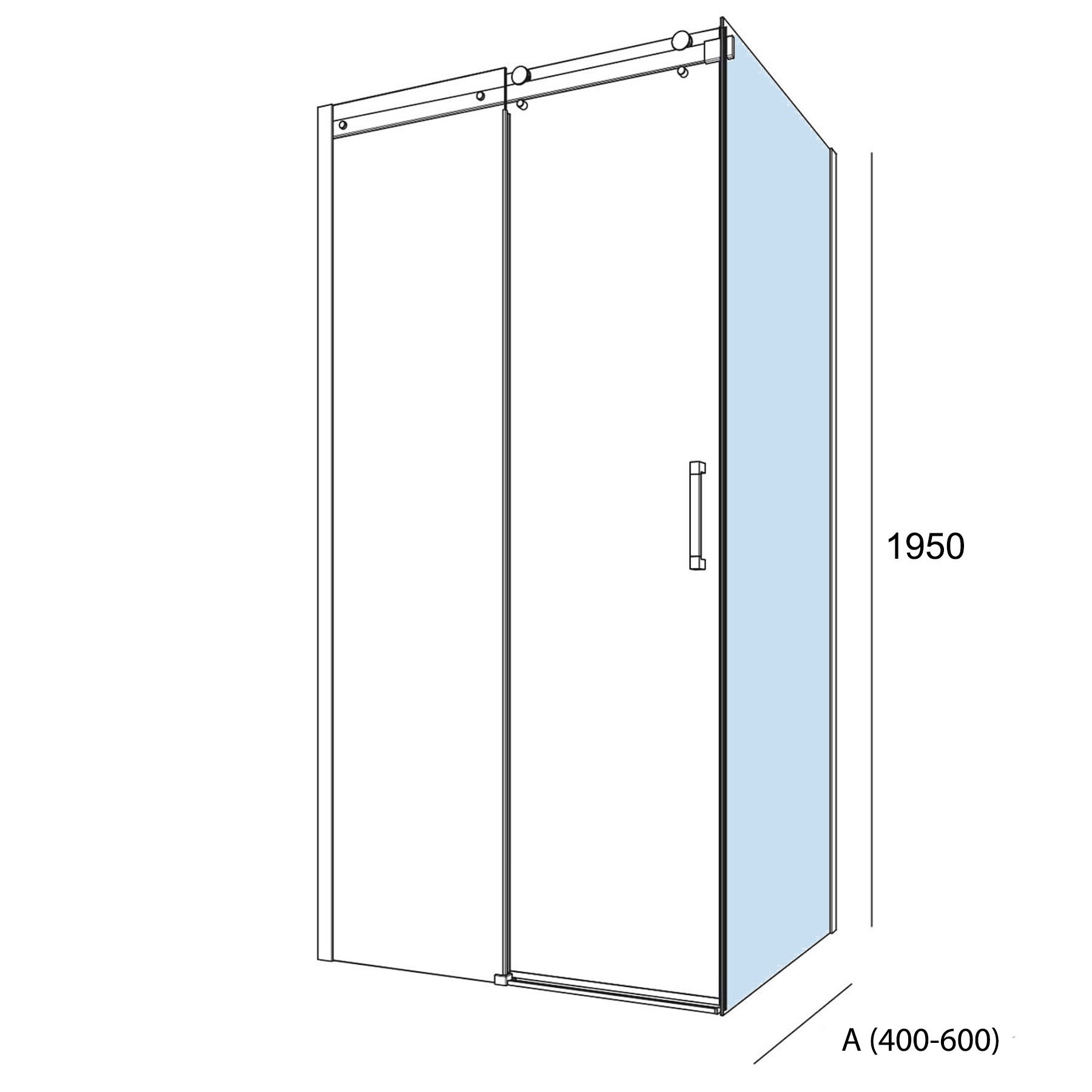 25739 SALGAR Душевая перегородка HELSINKI фиксированная боковая Прозрачная до 600 x 1950 мм - Вид №1