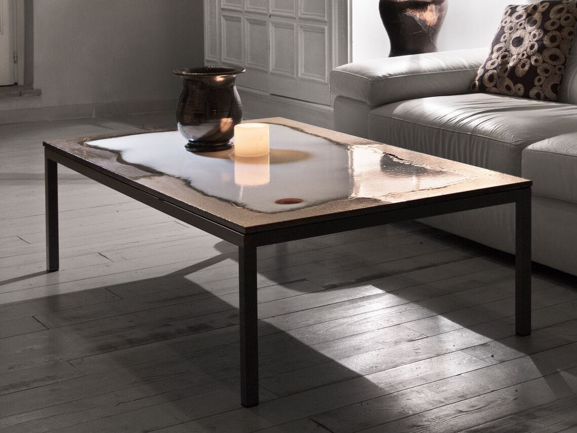 Журнальный столик из фаянса и нержавеющей стали DOMIZIANI современный ARCH-00044058