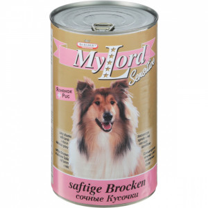 ПР0035370 Корм для собак Мой Лорд Классик Сенситив, кусочки в соусе, Ягнёнок, рис конс. 1230г Dr. ALDER`s