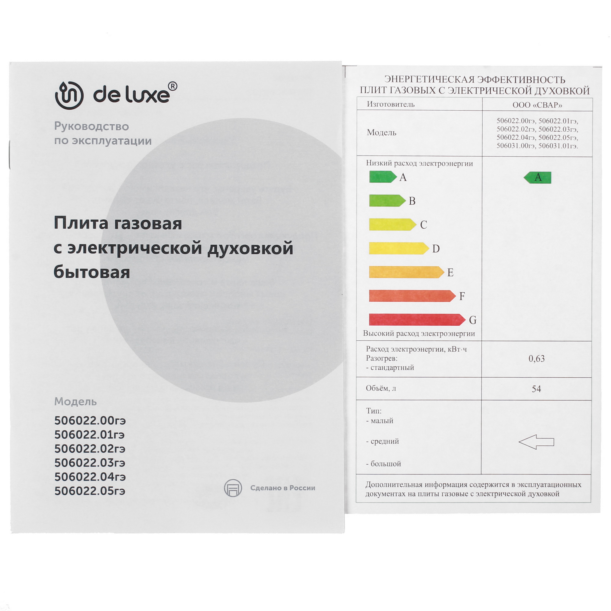 5301109 Комбинированная плита De Luxe 506022.03гэ (щ) чр 030 белый STDN-0110126 - Вид №9