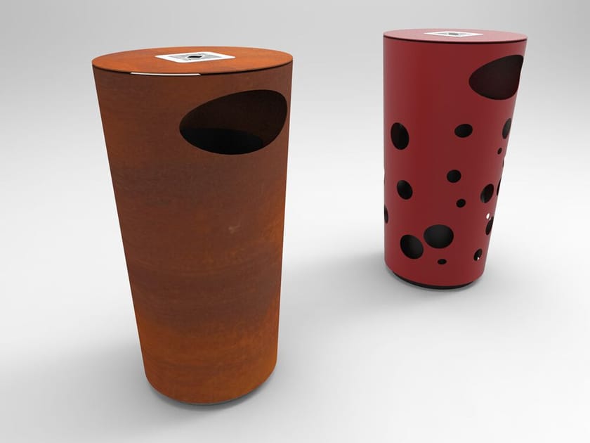 Стальная корзина для мусора с пепельницей с крышкой для наружного использования CITYSì TOMMY ARCH-00018852