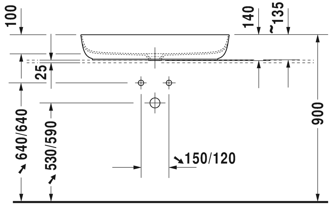 0379802300 Накладная раковина на столешницу  овальная Duravit Luv - Вид №3