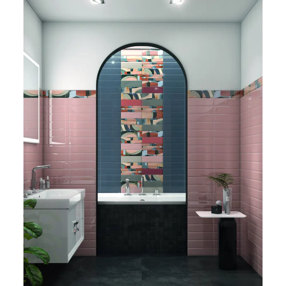 Декор настенный Kerama Marazzi Закат 1 8.5x28.5 см глянцевый цвет розовый 83024178 STLM-2087904 - Вид №5