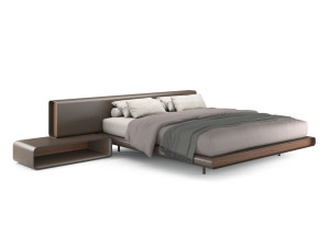 Кожаная двуспальная кровать со встроенными тумбочками