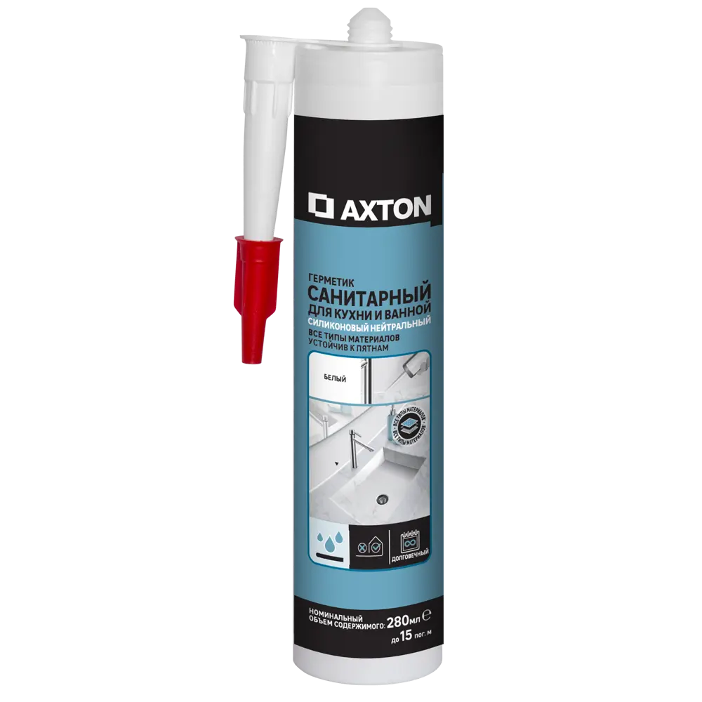 Герметик силиконовый Axton санитарный нейтральный белый 280 мл STLM-2069221