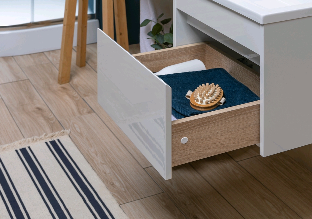 Тумба с раковиной Aquanet Токио 110 R белый (подвесная, 1 ящик) 0023691500235498 - Вид №15