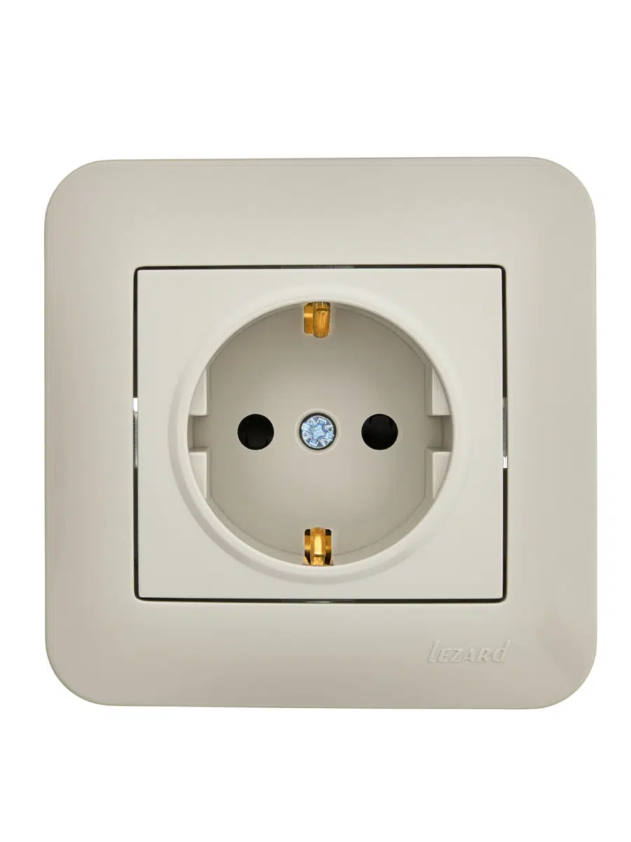ASTI Розетка с защитой от детей ПБТ крем LEZARD 7081-0303-124B