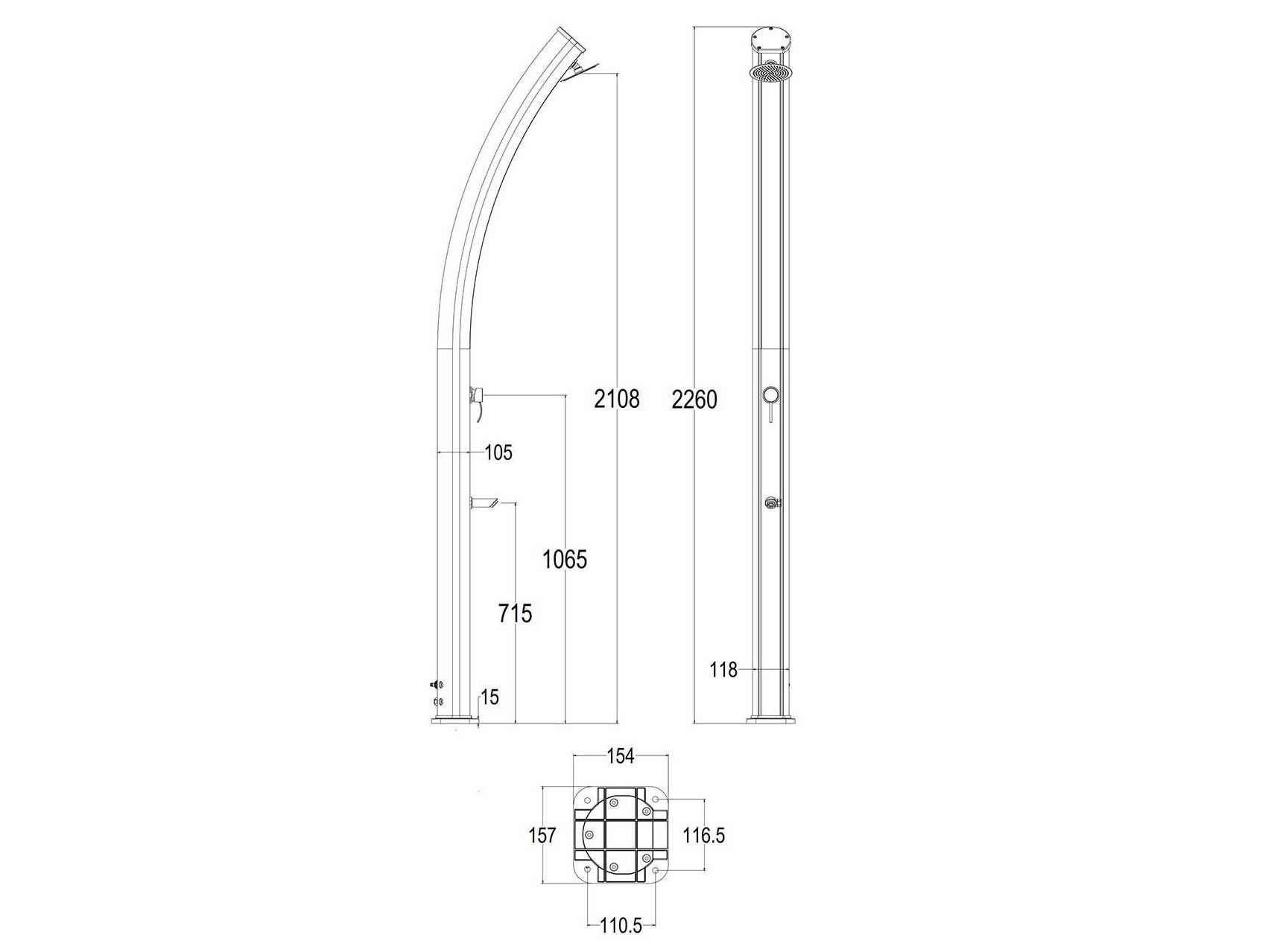 Алюминиевый солнечный душ с душем SINED EMI ARCH-00047335 - Вид №18