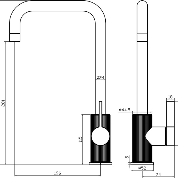 35-03L NERO  Смеситель для кухни черный ARGO kran 3503lnero - Вид №1