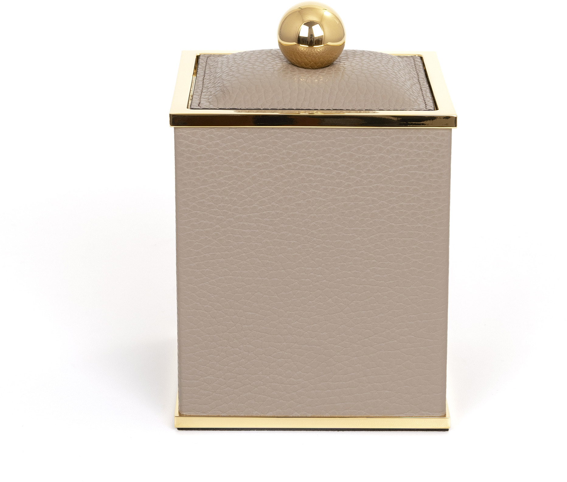 Держатель для ватных дисков Olimpia Square Square - 10,5X10,5XH15 см / металл-отделка_золото / плетеная кожа_светло-серый