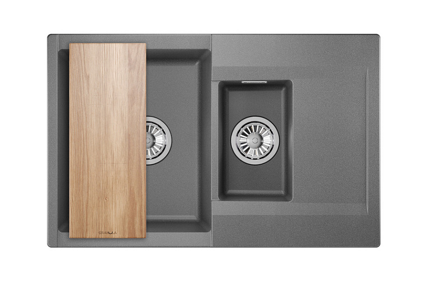 ES-7808, ГРАФИТ, кухонная мойка, кварц, ESTETICA GRANULA 7808-ST285 - Вид №3
