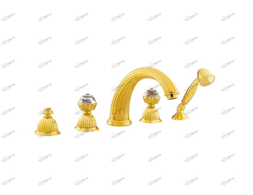 033216.000.52 Набор для ванны с пятью отверстиями и кристаллами сваровски Хром и золото 24К Mestre Artica