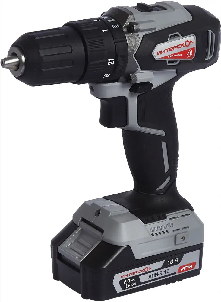 Интерскол ДАУ-13/18ВК - бесщеточная дрель-шуруповерт с двумя аккумуляторами 86844328