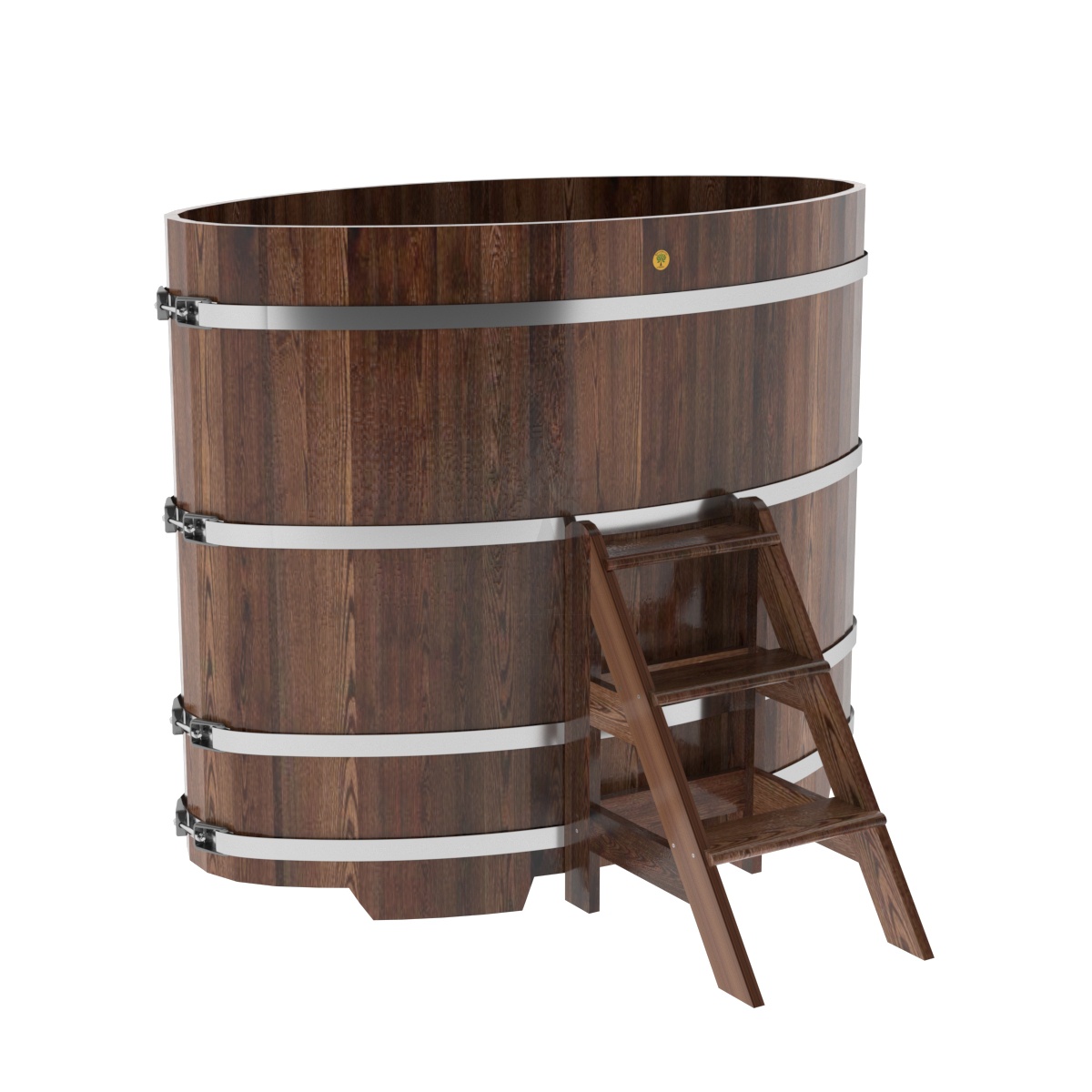 1165 Купель овальная из лиственницы 0,92х1,66х1,4 морёная премиум Alyarus 