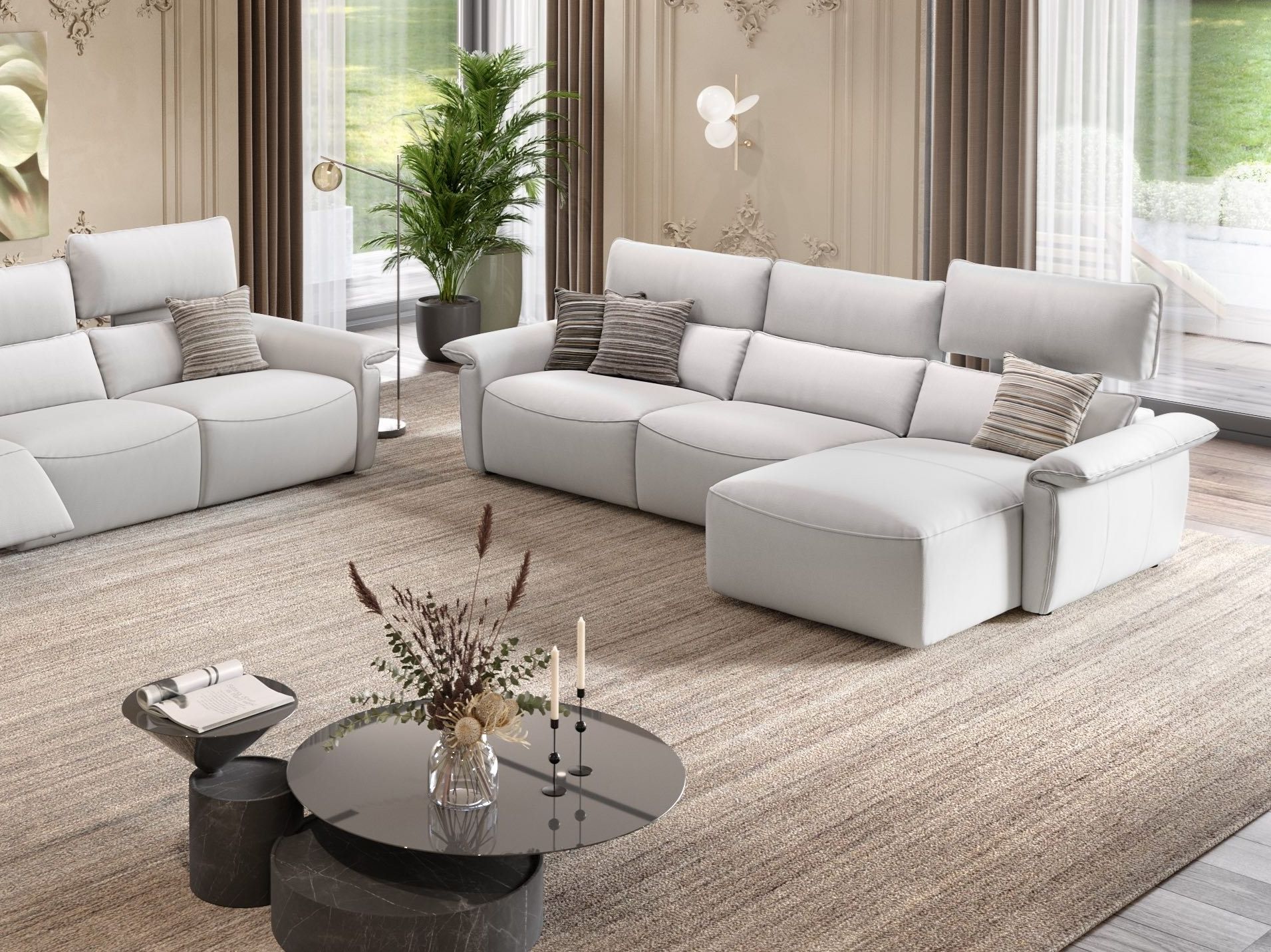 Кожаный диван с полуостровом Sofanella Merida ARCH-00020135 - Вид №3