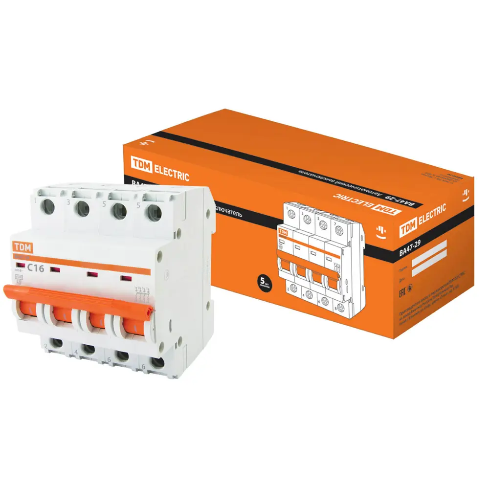 Автоматический выключатель TDM Electric ВА47-29 4Р C16A для надежной защиты сети 89347170 STLM-1109817