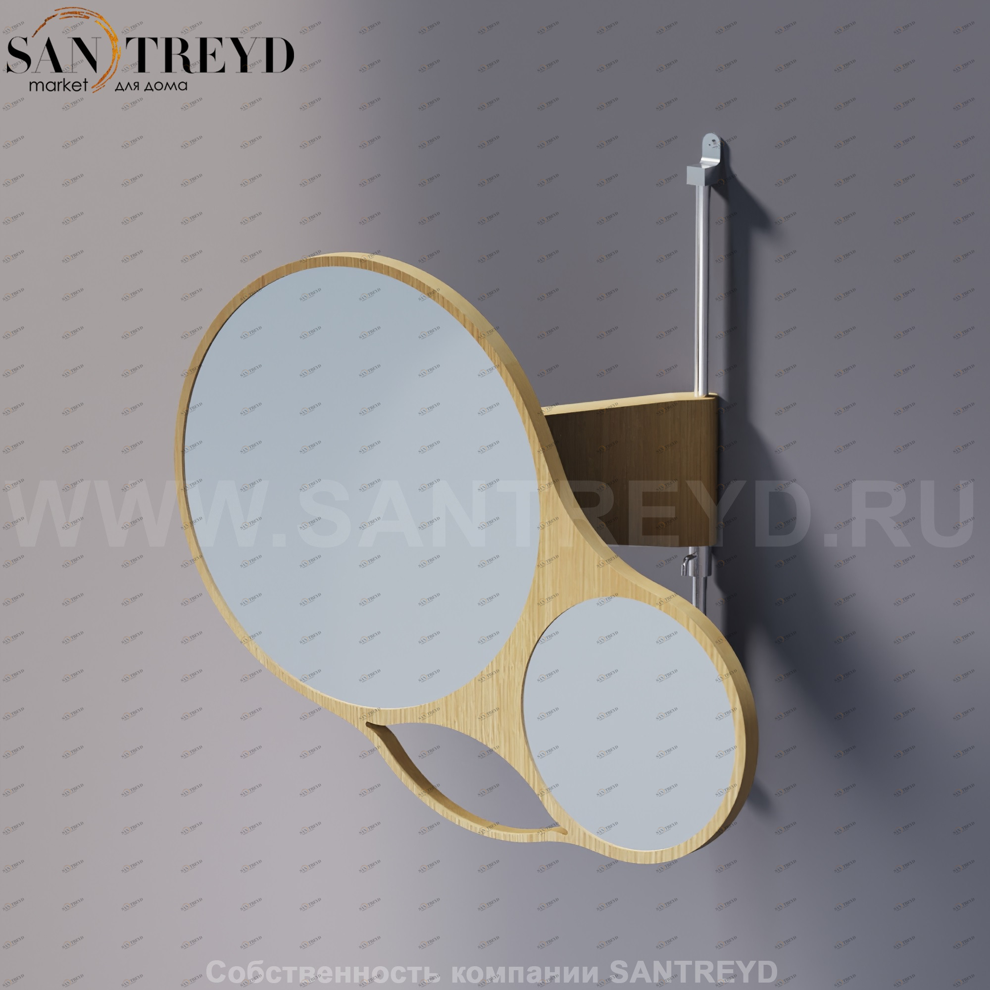 Agape SPIN Регулируемое зеркало в раме из фанеры под натуральный дуб ASPE013RT