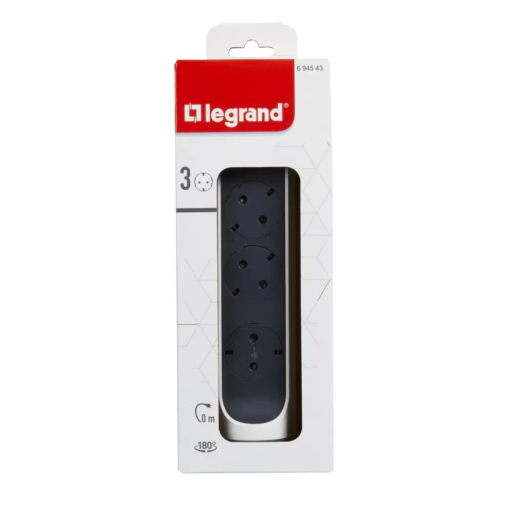 Колодка для удлинителя Legrand Комфорт 3 розетки с заземлением 3680 Вт цвет белый/черный STLM-2042129 - Вид №3