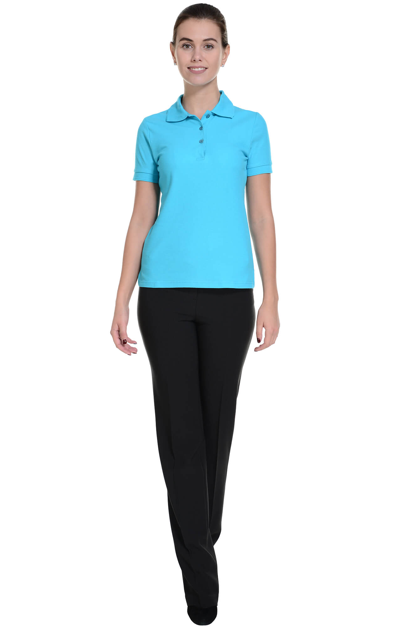 62175 Тенниска-поло женская бирюзовая LUXE  Одежда для салонов красоты  размер XS  - Вид №4