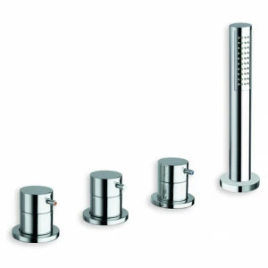 CRITV122 Смеситель для ванны на 4 отверстия, с выдвижным ручным душем с защитой от известкового налета, переключателем на 2 отверстия и FOLLOW ME Cristina Rubinetterie