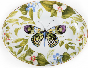 10614300 Mackenzie-Childs Блюдо овальное Thistle & Bee Керамика