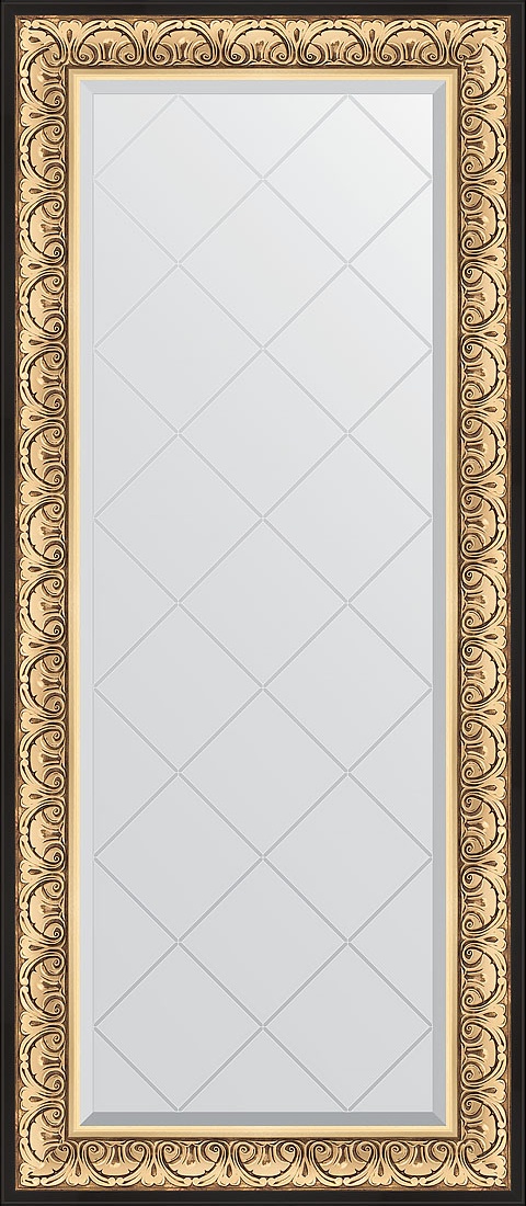 BY 4165 Зеркало с гравировкой в багетной раме - барокко золото 106 mm EVOFORM Exclusive-G