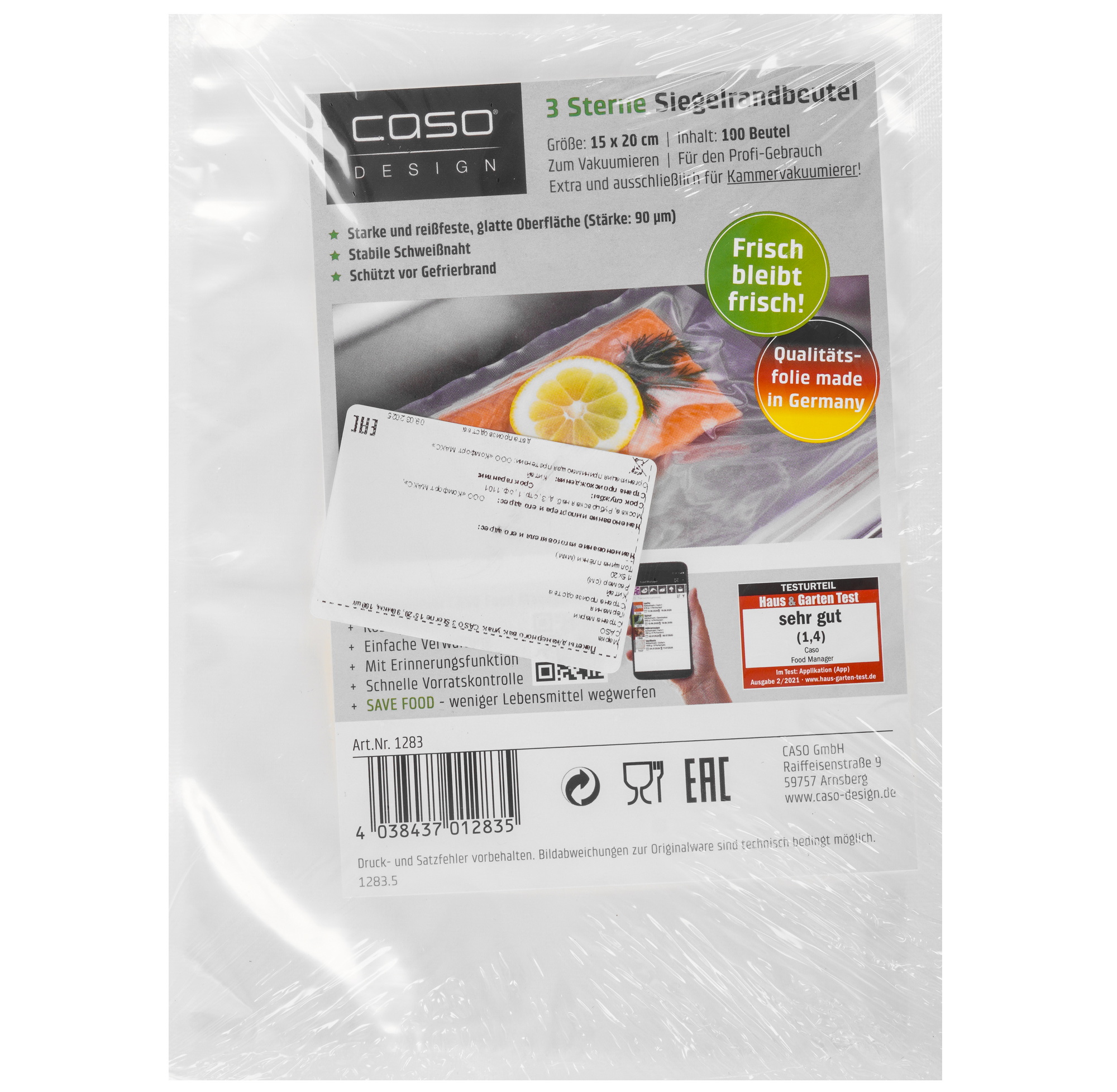 9297235 Пакеты для вакуумного упаковщика CASO 3 Sterne 15*20 STDN-0020746