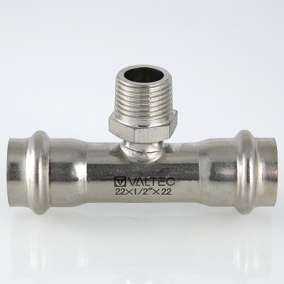 VTi.933.I.220422 Фитинг из нержавеющей стали – пресс-тройник с наружной резьбой Valtec 22 мм х 1/2"  - Вид №8