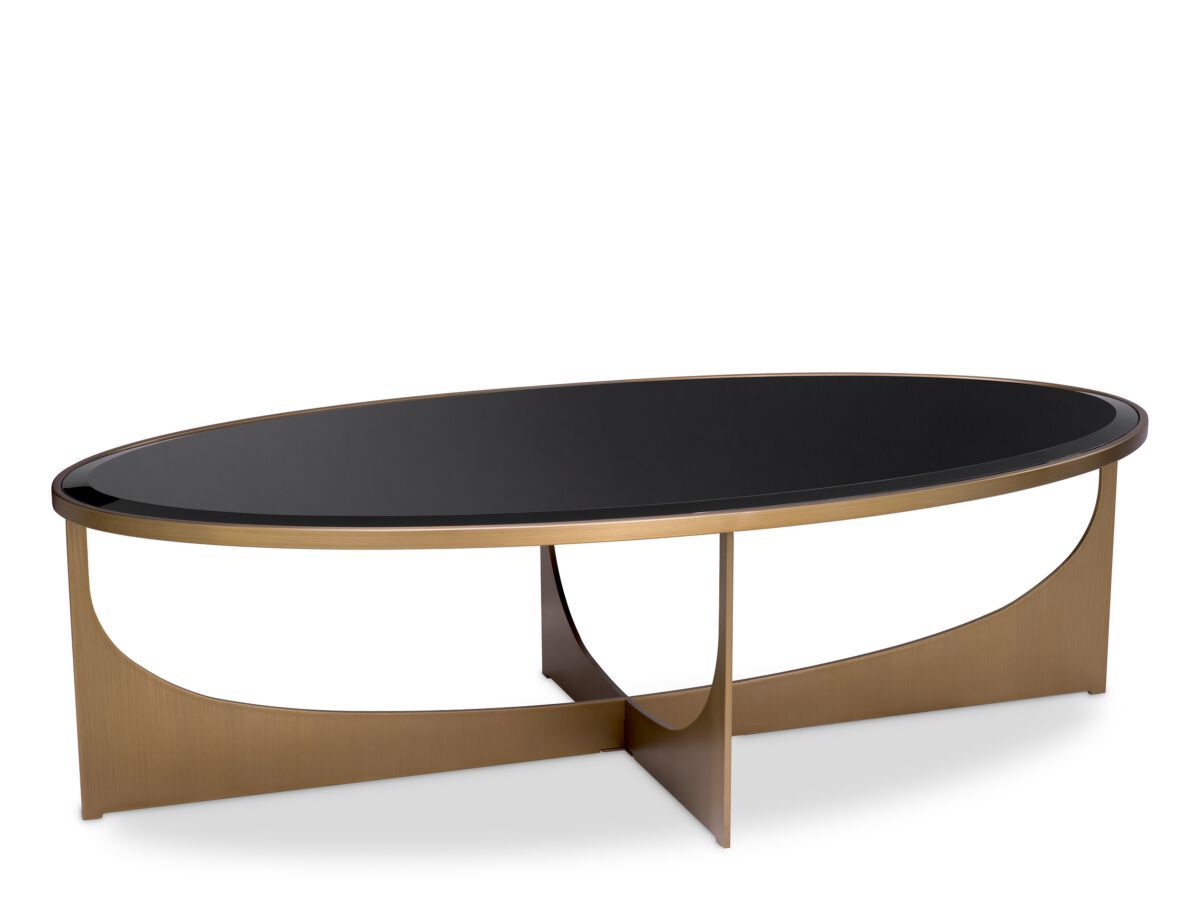 Стеклянный и латунный овальный журнальный столик Eichholtz ELEGANCE ARCH-00145123