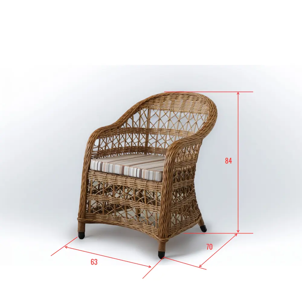 Кресло садовое Dino 63x70x84 см искусственный ротанг натуральный Santreyd STLM-2032599 - Вид №9