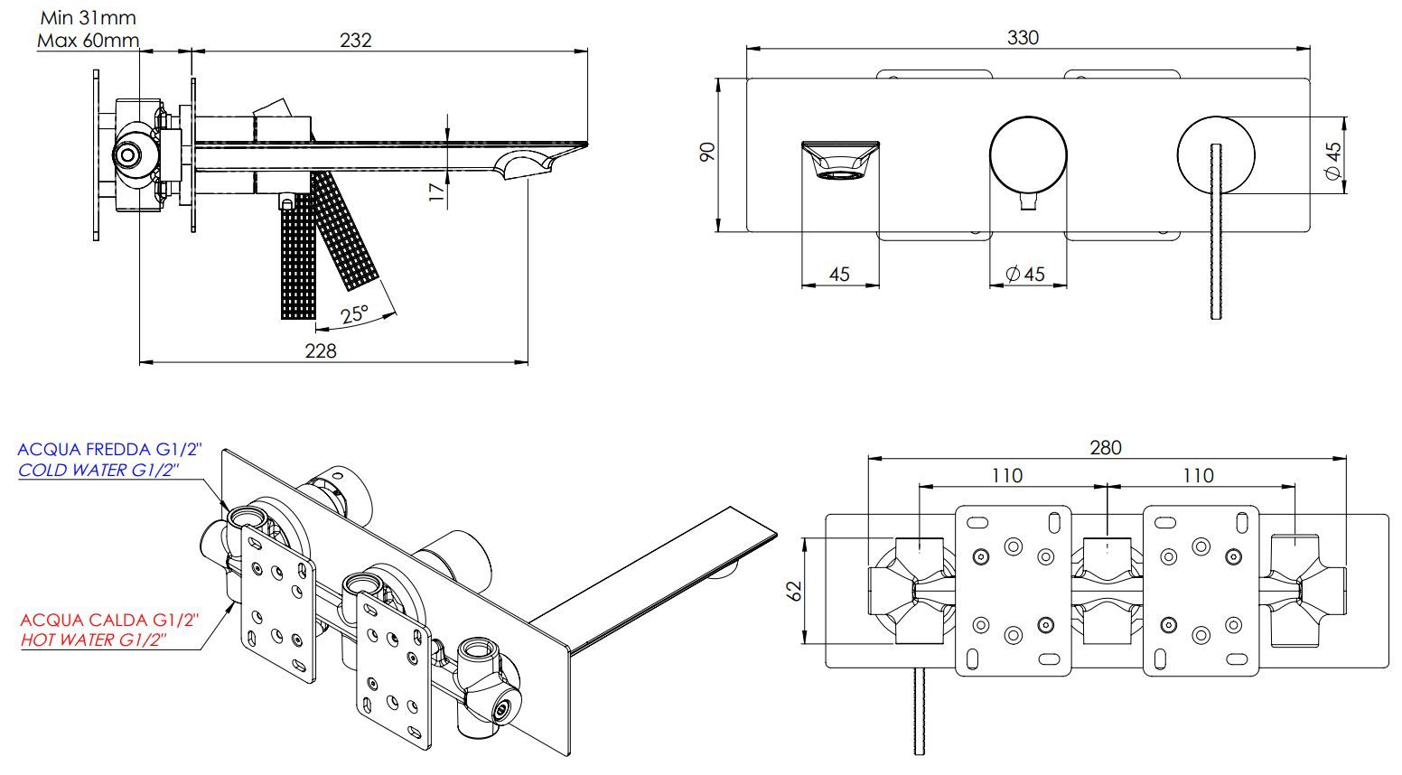 Смеситель для душа / смеситель для ванны Daniel Rubinetterie клуб ARCH-00046293 - Вид №2
