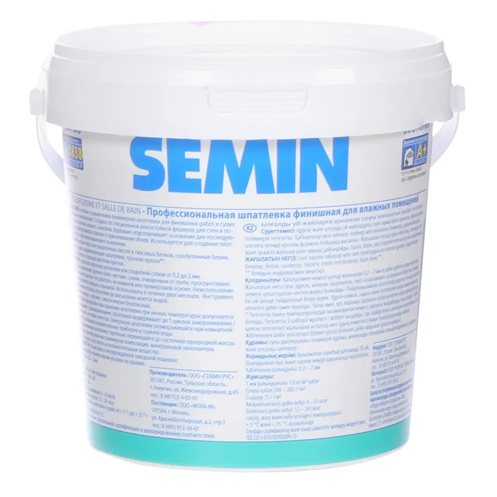 Шпатлевка финишная для влажных помещений Semin 1.5 кг 81964401 STLM-2183071 да - Вид №1