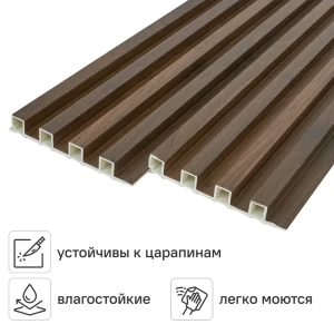 Стеновая панель ПВХ Рейка орех темный 2700x160x23 мм 0.432 м² 89379618 STLM-2110113
