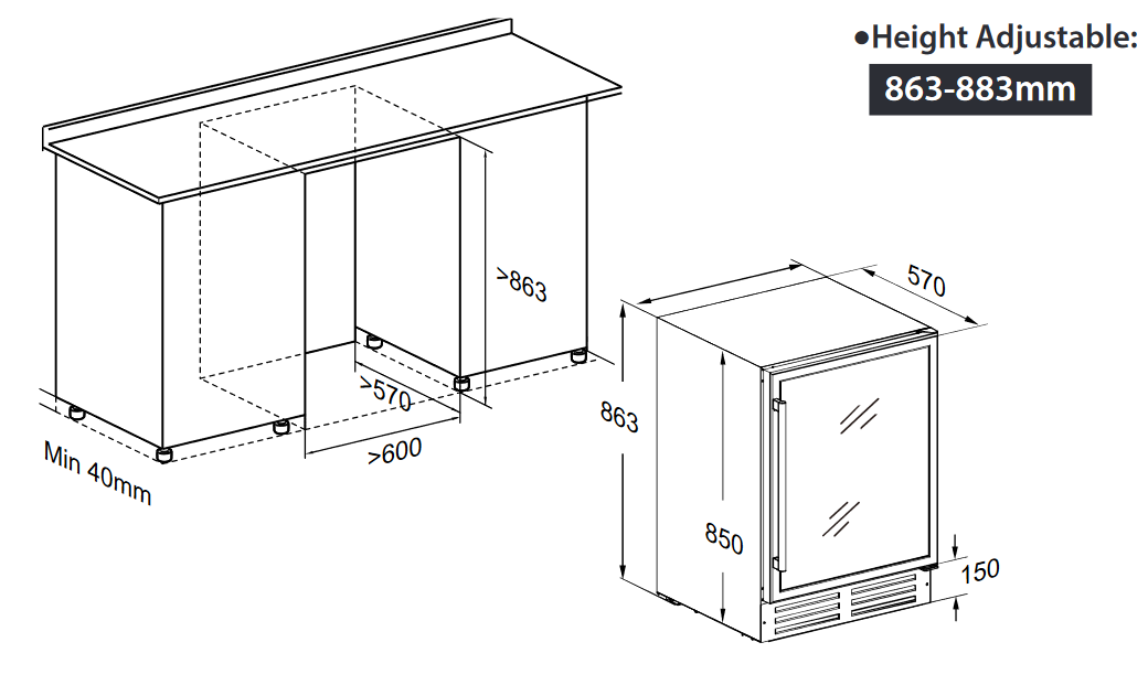 9973847 Винный шкаф Temptech EX60DRB черный STDN-0023847 - Вид №9