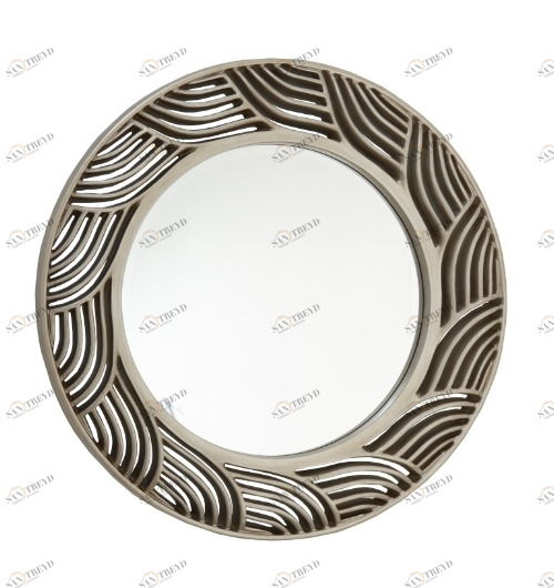 Зеркало круглое серебряное в резной раме Fiore PUSHA ДИЗАЙНЕРСКИЕ 062652 Серебро 