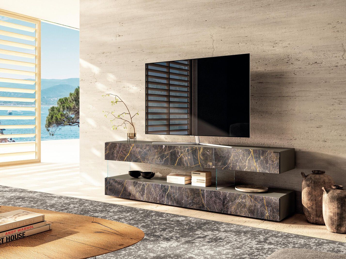 Стеклянный шкаф для телевизора Lago Air ARCH-00149073 - Вид №1