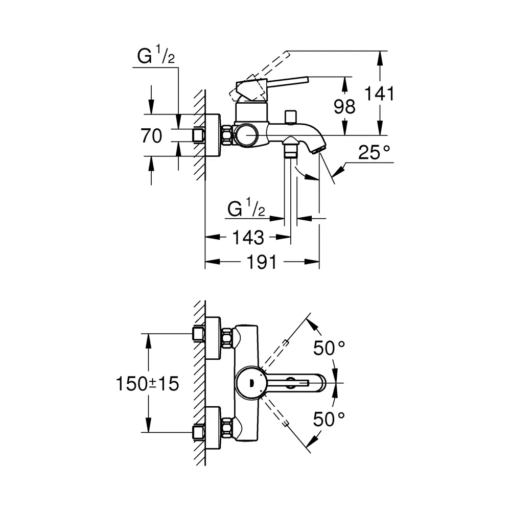 Смеситель для ванны Grohe Clova Classic однорычажный цвет хром 84803186 STLM-2046981 - Вид №4