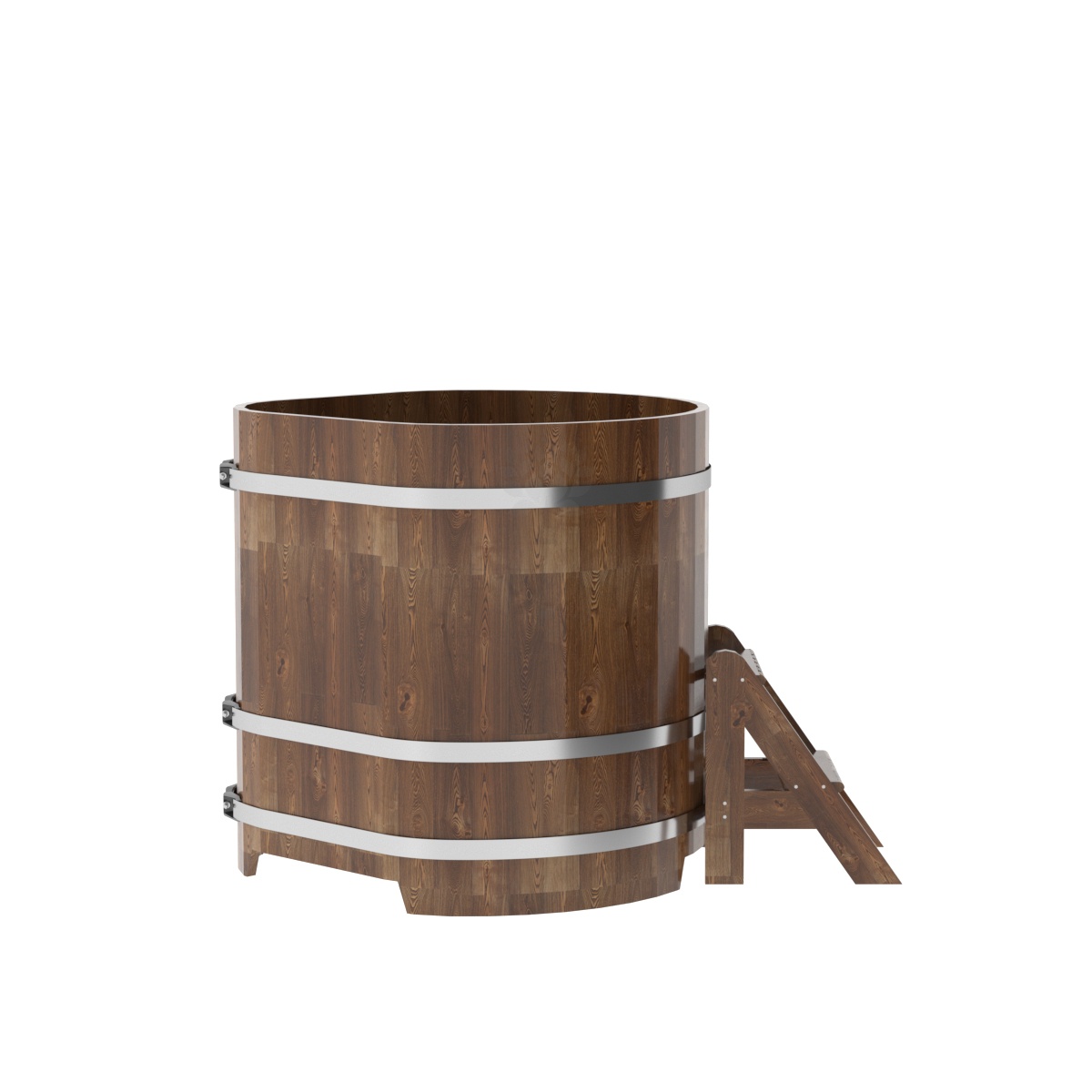 1567 Купель угловая из сращенных ламелей лиственницы 1,03х1,03х1,1 морёная Alyarus  - Вид №2