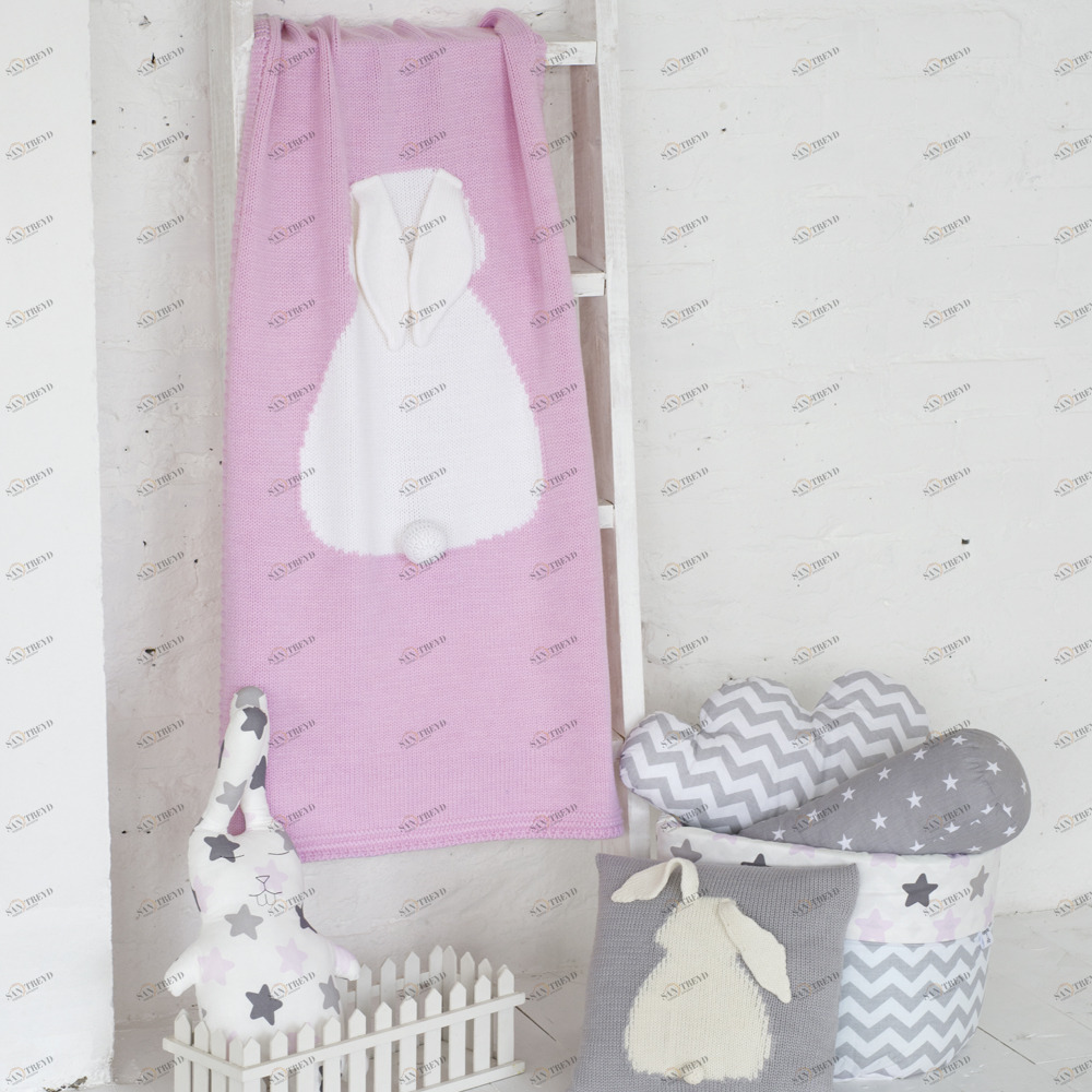 Плед ЗАЙКА 60*120 св.астра+белый APERO ДИЗАЙНЕРСКИЕ, ЗАЙЦЫ, ЖИВОТНЫЕ 134575 Розовый 